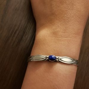 Vintage Sterling Silver Lapis Cuff Bracelet